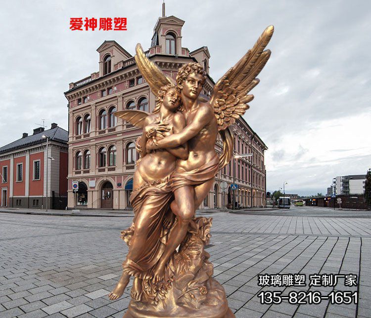 廣場(chǎng)戶外玻璃鋼仿銅情侶愛(ài)神雕塑