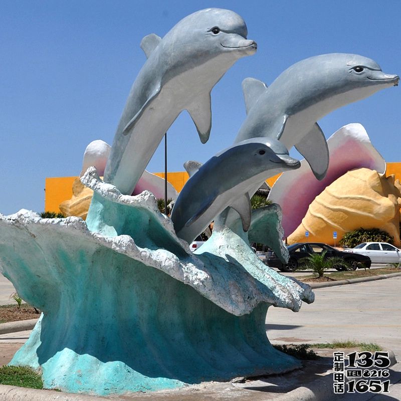 游樂場(chǎng)游泳館玻璃鋼海豚景觀雕塑